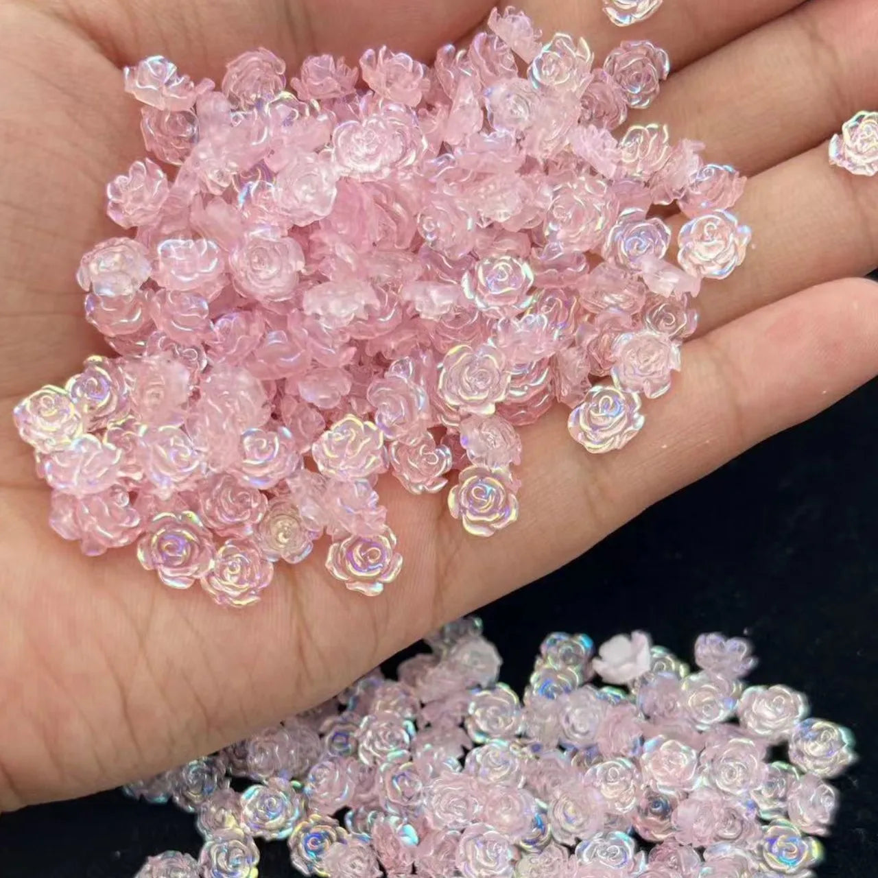 3D Nail Charms „Camellia“ – 20x Rosa Resin-Blumen für Aurora-Design