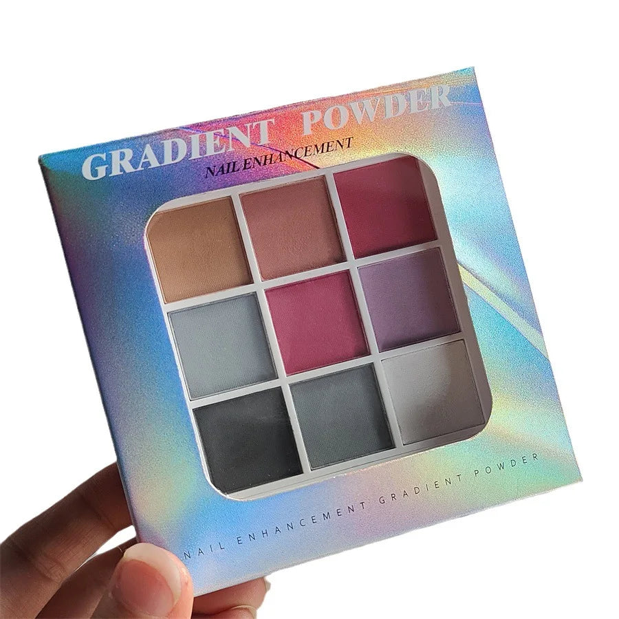 9 Farben Feste Nail Art Patting Powder – Glitzer, Schimmer & Matte Effekt