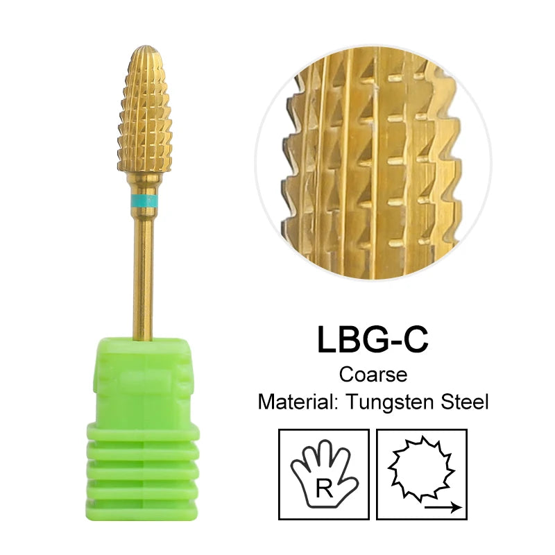 Tapered Barrel Fräserbit – Hartmetall (Tungsten), für Gelentfernung & Polieren (4XC, Gold)