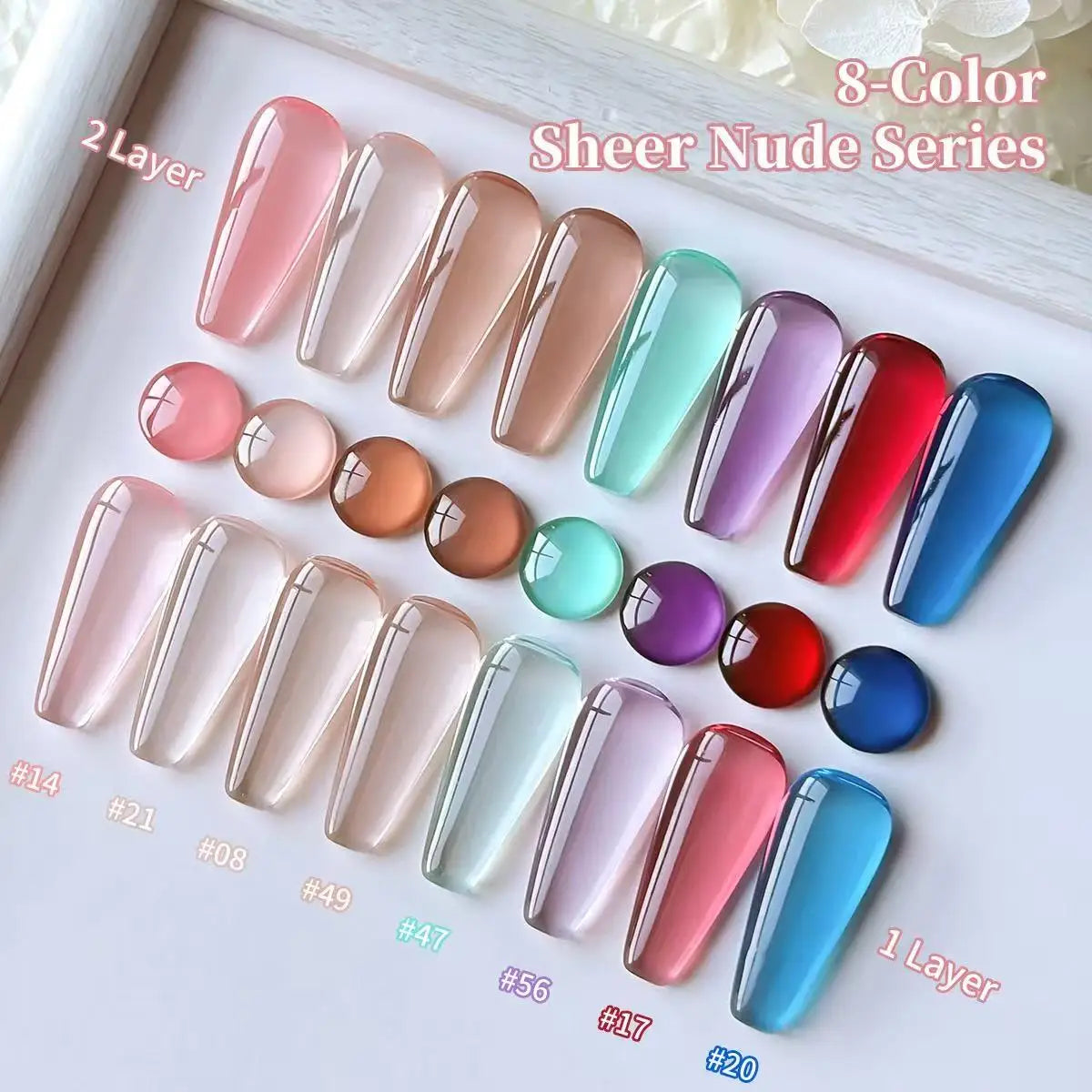 Venalisa 8-teiliges Set – 15ml Jelly Gel Nagellack mit Top Coat – Semi-permanente Maniküre
