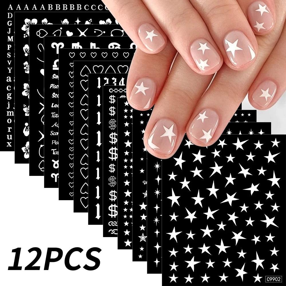 Nagelsticker „Stitch & Angel“ – 12 Bögen Cartoon-Kollektion für Kinder & Nail Art
