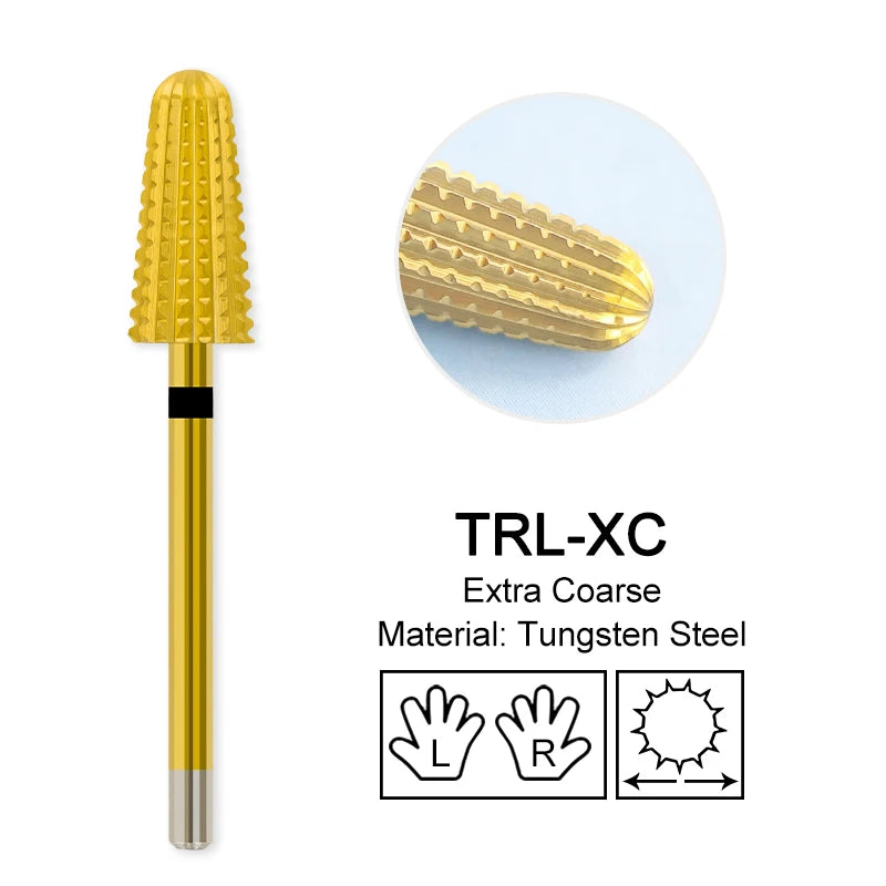 Tapered Barrel Fräserbit – Hartmetall (Tungsten), für Gelentfernung & Polieren (4XC, Gold)