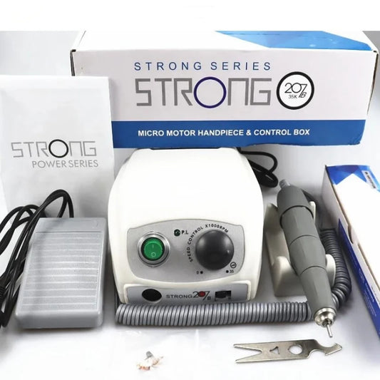 Elektrische Nagelfräse STRONG 210/207B – Profi Nail Drill Set 65 W 50.000 U/min für Maniküre & Pediküre