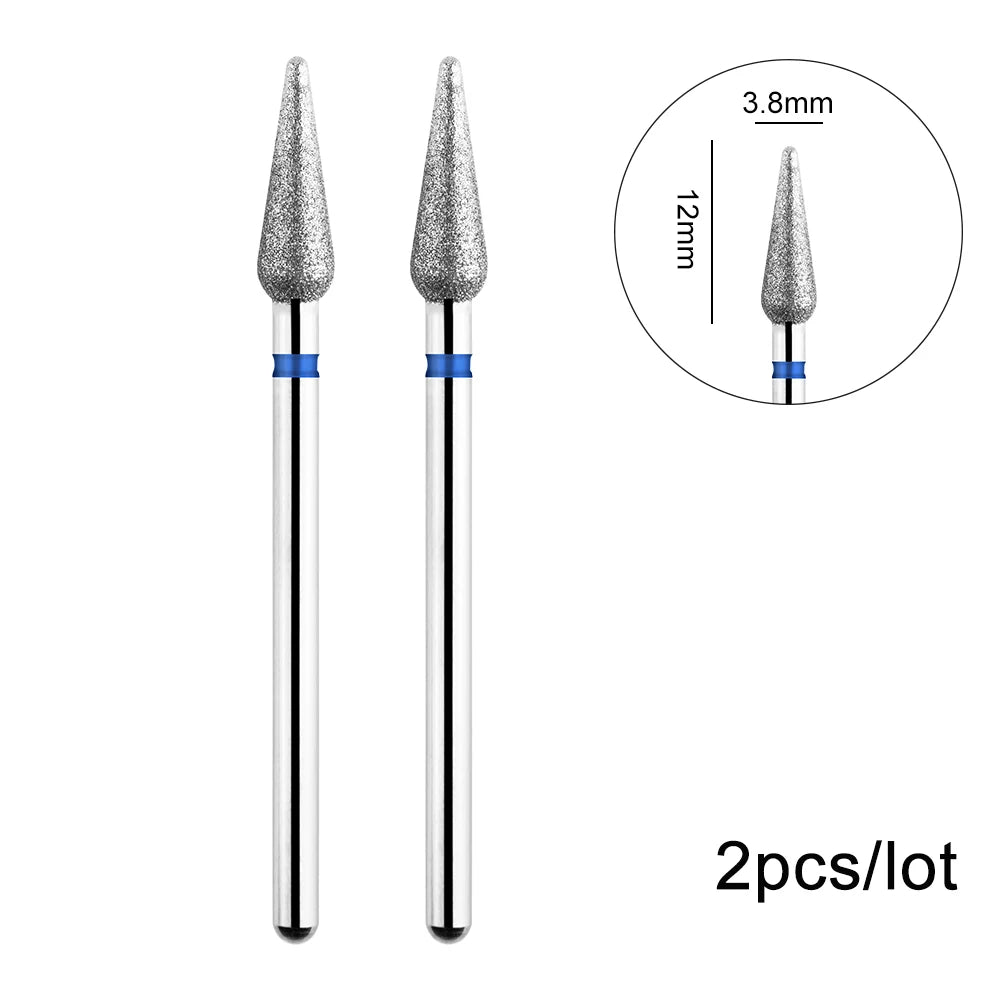 2er-Set Diamant-Fräserbits – Flammenform für Nagelhaut & Gellack (3/32", Profi-Qualität)