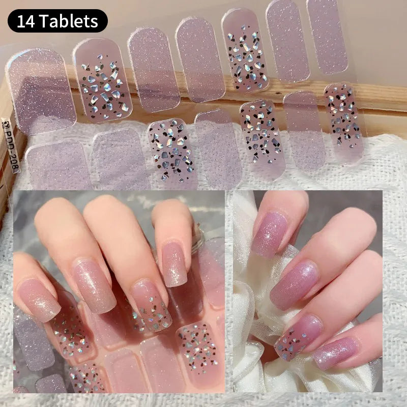 Fullcover Nail Sticker – Modische selbstklebende Nagelfolien mit Glitzer
