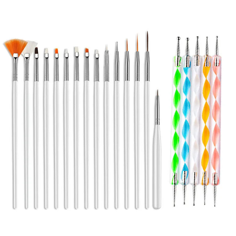 Nail Art Pinselset – 5/20 Stk für Malerei, Dotting, Liner & Acryl-Gel