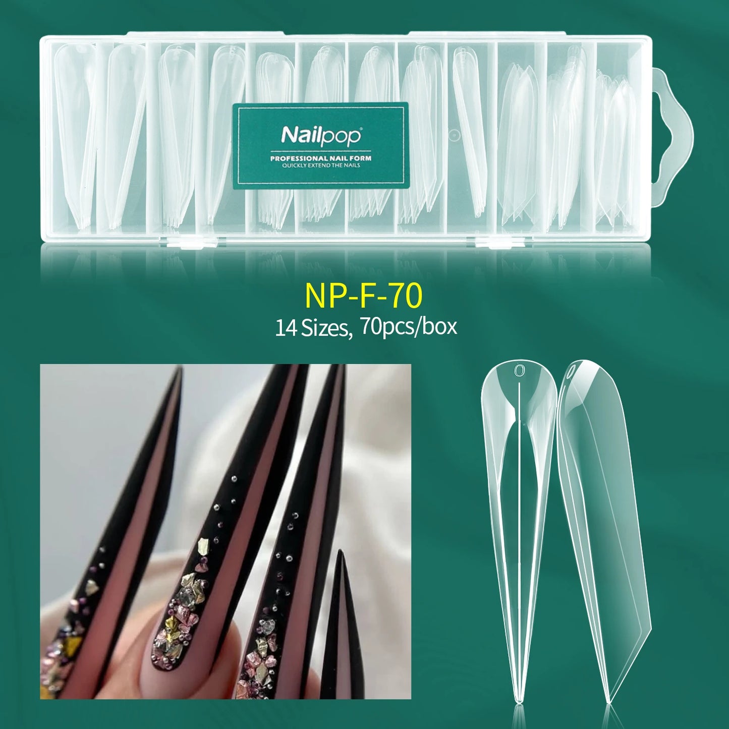 Dual Form Tips – 120 Stück | Wiederverwendbare Press-On Schablonen für Acryl/Polygel mit Nummerierung (14 Größen)