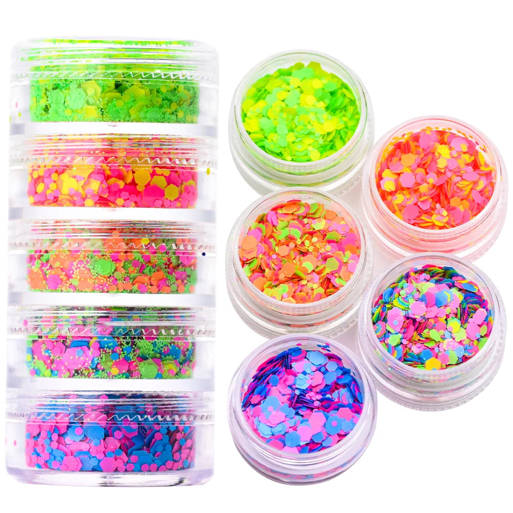 Neon-Pigmentpulver Set – 12 Farben für Nageldesign, Ombre & Chrome-Effekte
