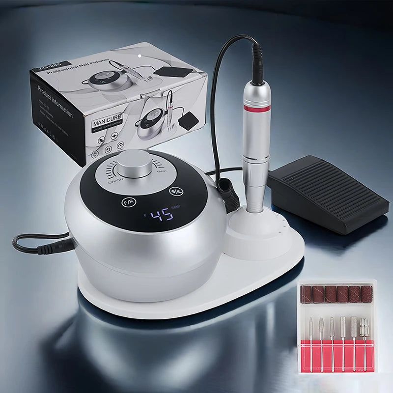 Profi Nagelfräser 45000 RPM – Elektrische Maniküre & Pediküre Maschine mit Display & Zubehör | Leise & Leistungsstark