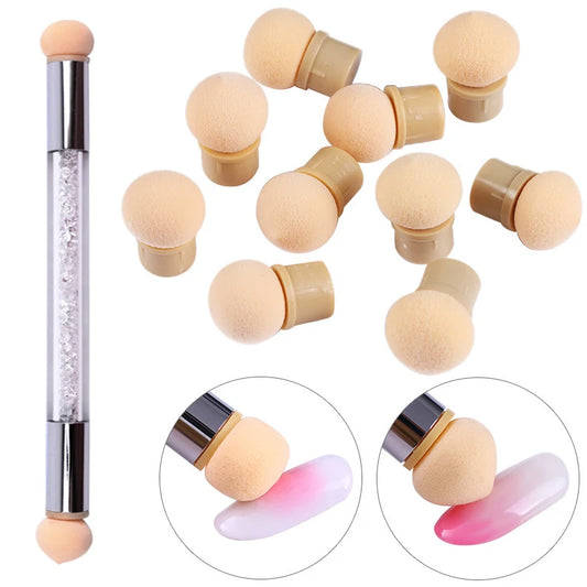Sponge Pen für Nail Art – mit Ersatzköpfen für Farbverlauf, Glitzer & Puder