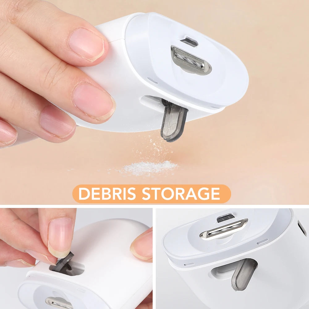 2-in-1 Elektrischer Nageltrimmer & Schleifer mit LED – Wiederaufladbar via USB, für Baby, Erwachsene & Senioren