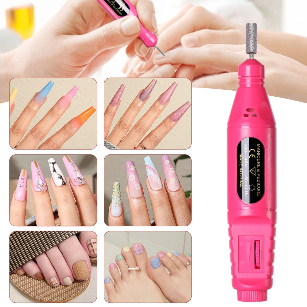 Elektrisches Nagelfräser-Set 6-in-1 – Tragbare Nagelfeile & Poliergerät inkl. Aufsätze & Bits