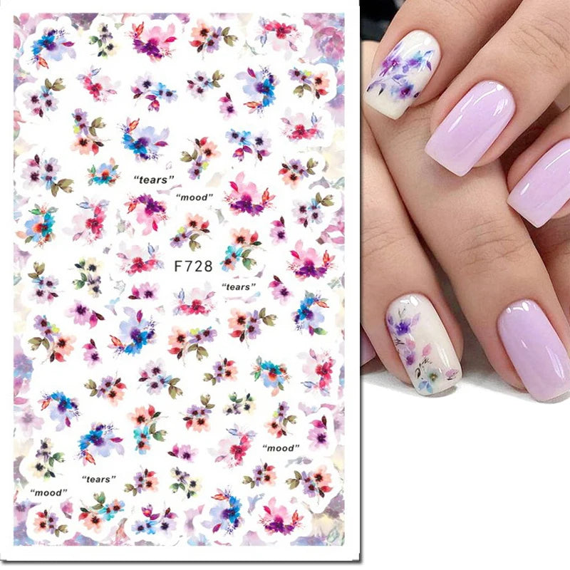 3D Nail Sticker – Tropische Blätter & Linien Design Schwarz & Weiß
