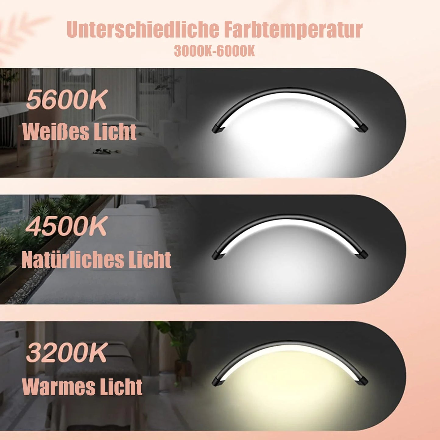 20W LED Tischlampe im Halbmond-Design – Dimmbare Arbeitsleuchte für Nagelstudio, Kosmetik & Tattoo