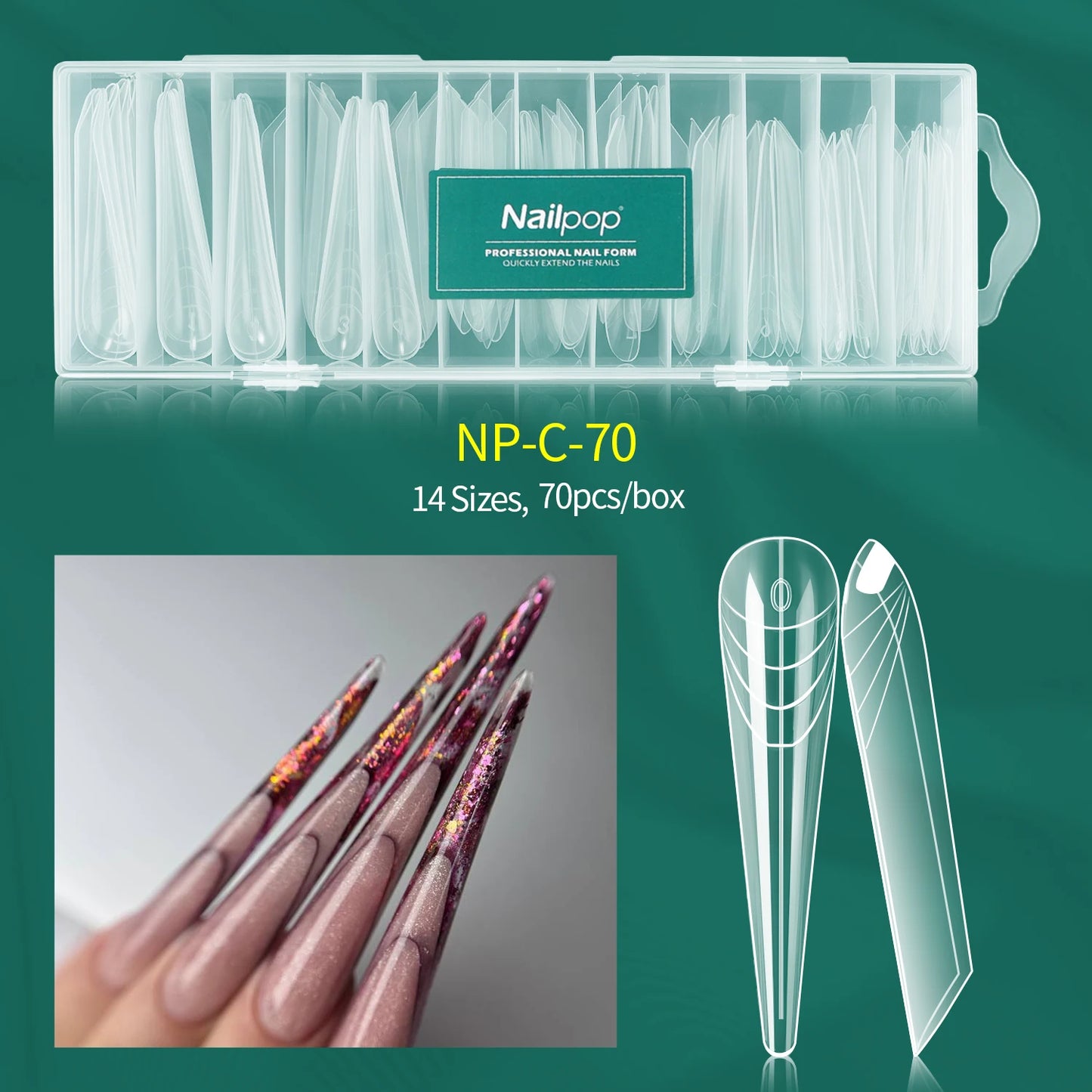 Dual Form Tips – 120 Stück | Wiederverwendbare Press-On Schablonen für Acryl/Polygel mit Nummerierung (14 Größen)