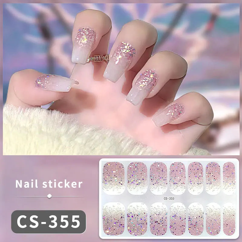 14-teilige Nagelfolien „Pastell Rainbow“ – Selbstklebende Full Cover Nail Wraps