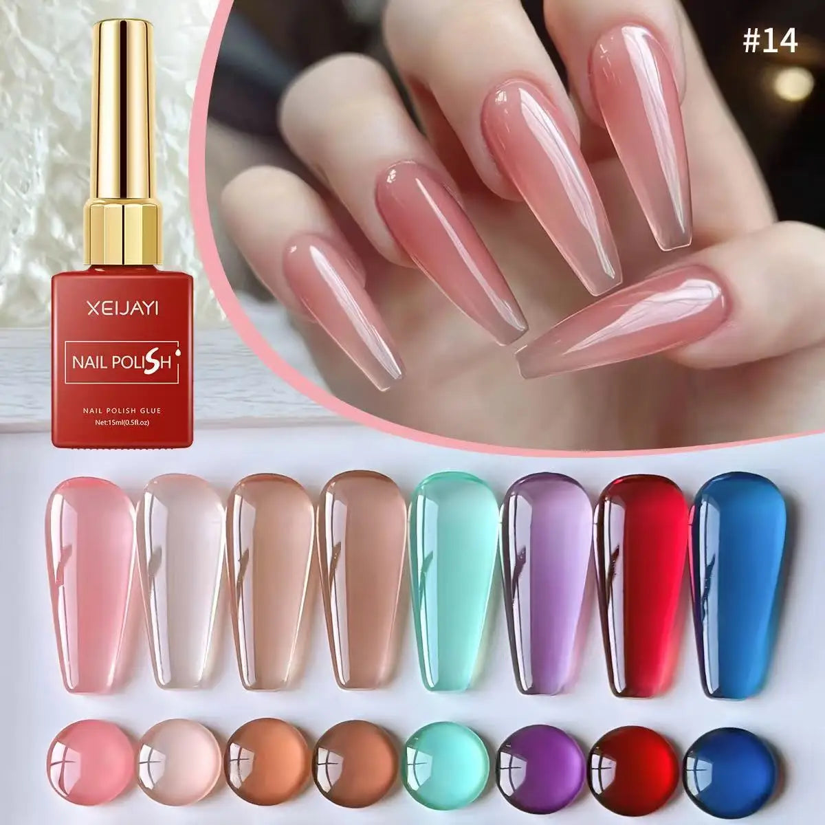 Venalisa 8-teiliges Set – 15ml Jelly Gel Nagellack mit Top Coat – Semi-permanente Maniküre