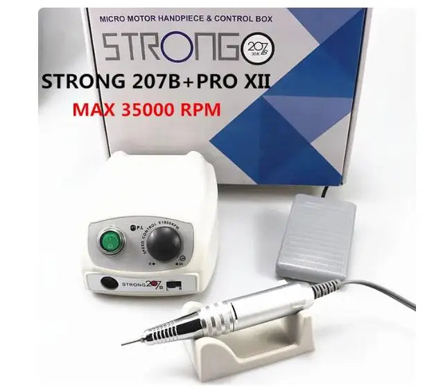 Elektrische Nagelfräse STRONG 210/207B – Profi Nail Drill Set 65 W 50.000 U/min für Maniküre & Pediküre