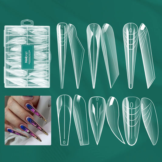 Dual Form Tips – 120 Stück | Wiederverwendbare Press-On Schablonen für Acryl/Polygel mit Nummerierung (14 Größen)