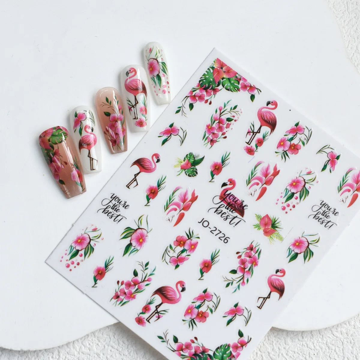 3D Nagelsticker Weißer Pflaumenblüten mit Goldperlen & Schmetterlingen