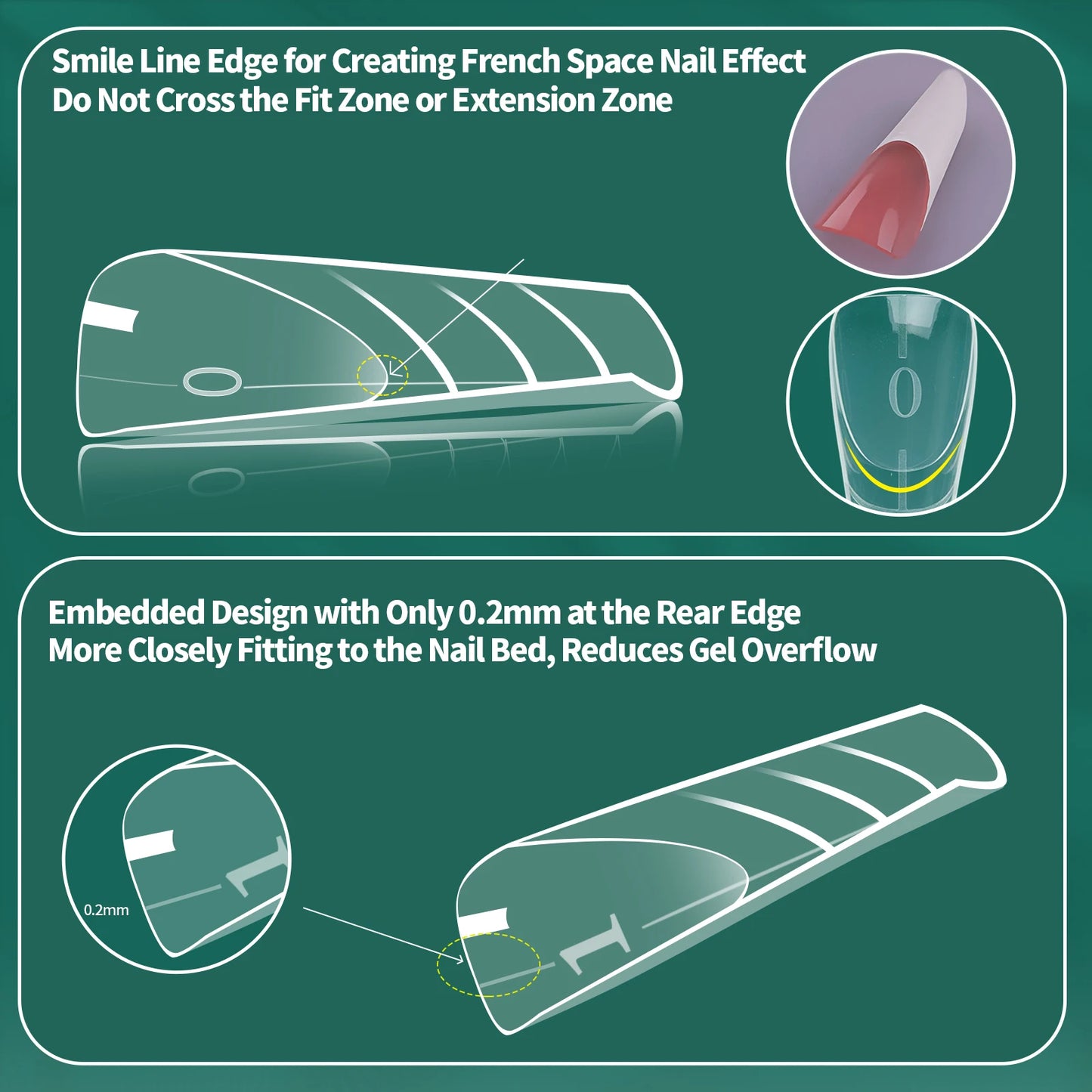 Dual Form Ballerina – 150 Stück | Wiederverwendbare French Tips mit Skala für Polygel & Acryl