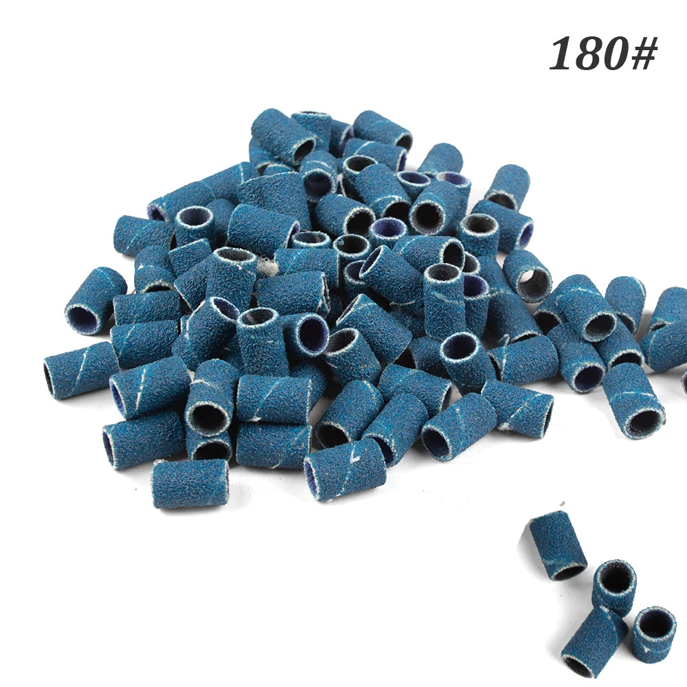500 Stück Schleifhülsen Set – 80/120/180/240 Grit für Maniküre, Nagelfräser & Gelentfernung