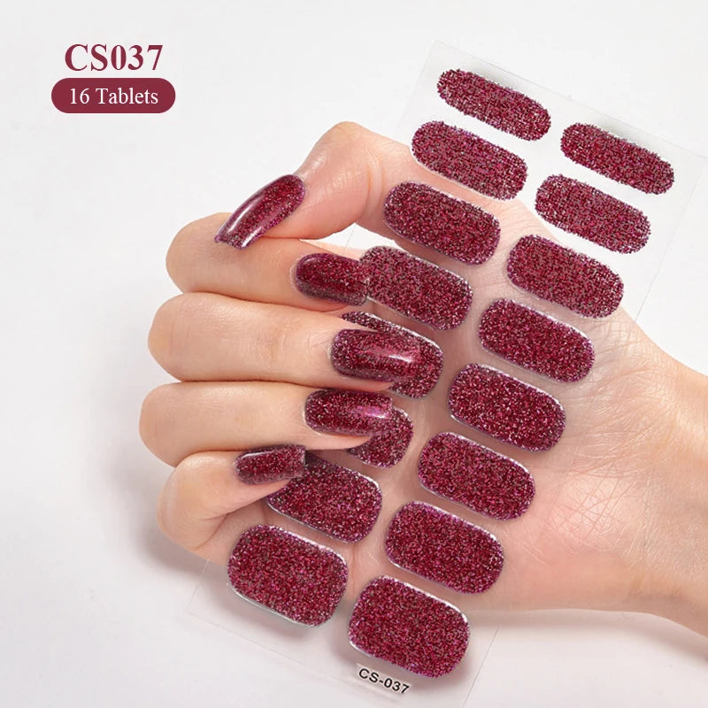 Fullcover Nail Sticker – Modische selbstklebende Nagelfolien mit Glitzer 2.