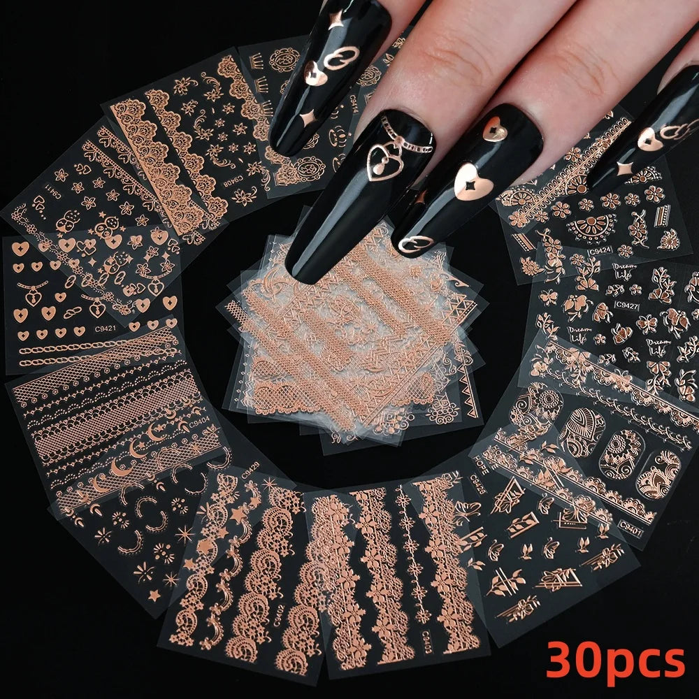 Kinder Nagelsticker „Häschen & Glitzer“ – 30 Stk Cartoon Nail Art mit Pailletten