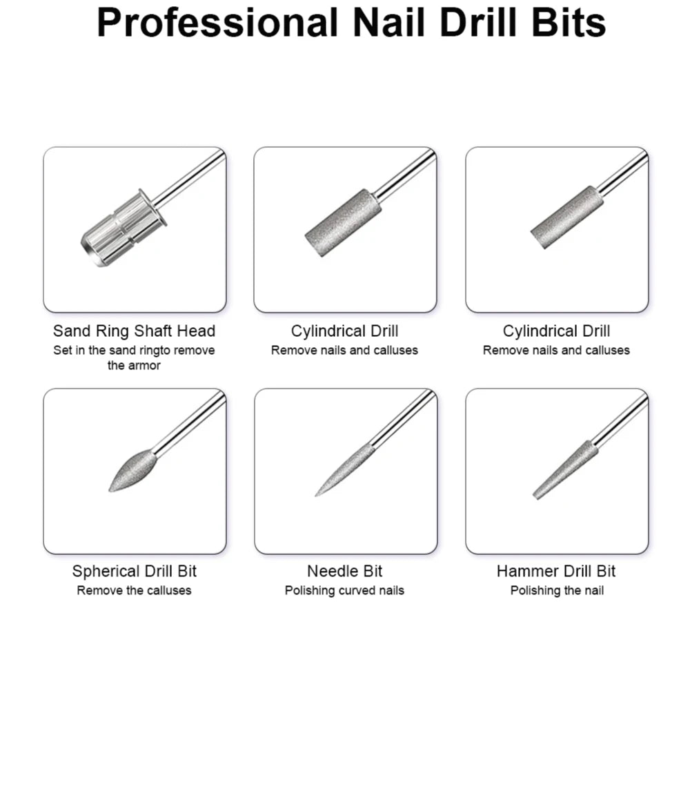 Elektrisches Nagelfräser-Set 6-in-1 – Tragbare Nagelfeile & Poliergerät inkl. Aufsätze & Bits