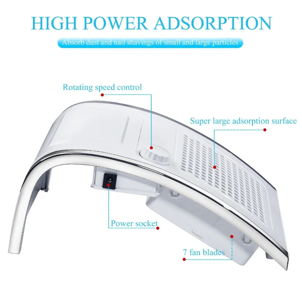 Nail Duster for Acrylic Hand  Vacuum Machine, Adjustable Motorized Nail Filter with 2 Strong Nail Fans