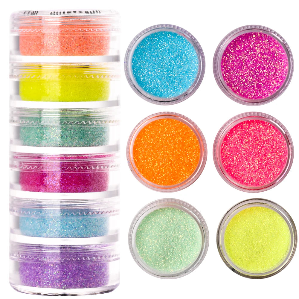 Neon-Pigmentpulver Set – 12 Farben für Nageldesign, Ombre & Chrome-Effekte