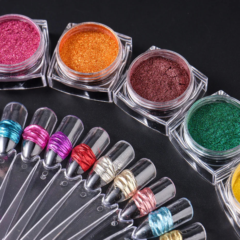 36er-Set Chrome-Pigmente – Superhelle Metallic Mirror Powder für Nailart