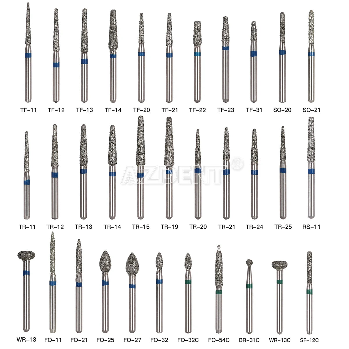 AZDENT Dental Diamantbohrer – 5 Stück, FG 1.6 mm, Medium für Turbine/High-Speed-Handstück