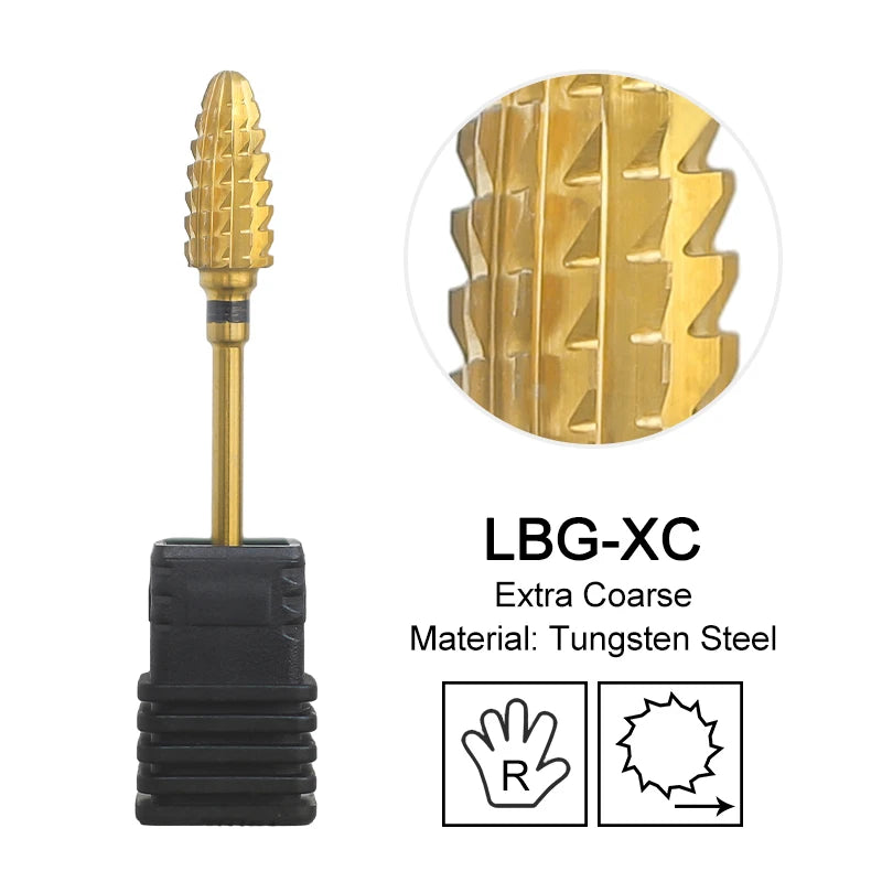 Tapered Barrel Fräserbit – Hartmetall (Tungsten), für Gelentfernung & Polieren (4XC, Gold)