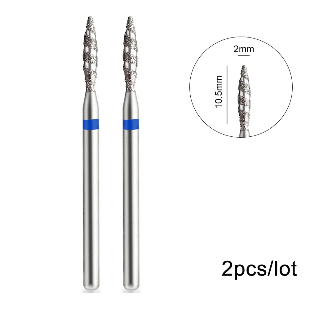 2er-Set Diamant-Fräserbits – Flammenform für Nagelhaut & Gellack (3/32", Profi-Qualität)