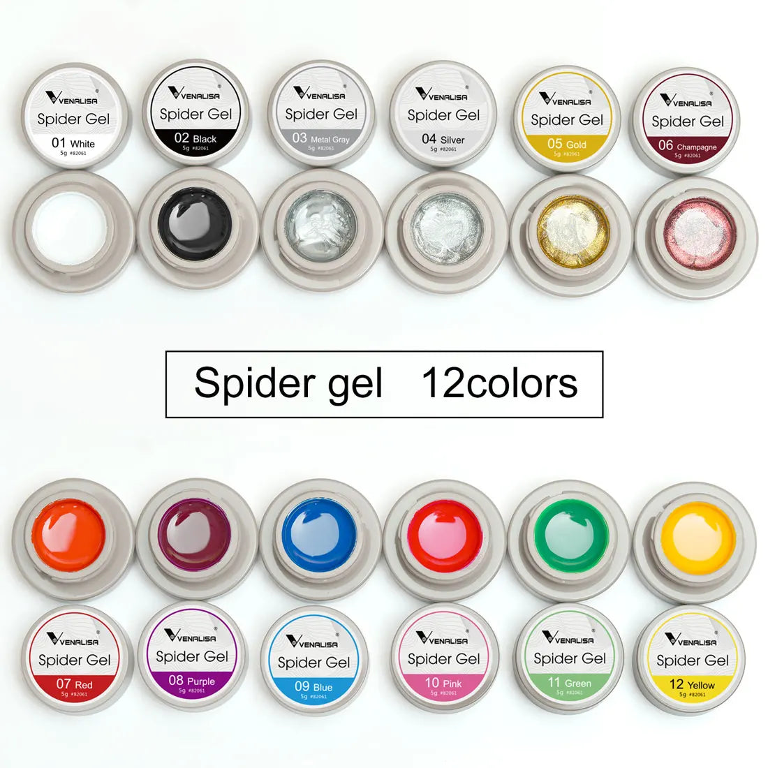Venalisa Spider Gel – 8ml UV/LED Gel für Nail Art, 12 Farben