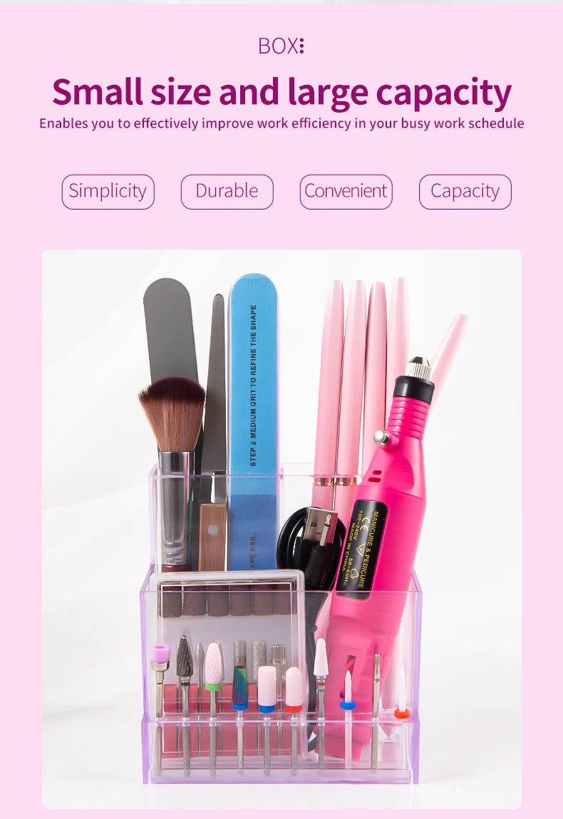 Acryl Organizer für Nagelzubehör – Aufbewahrungsbox für Fräser, Bits & Werkzeuge