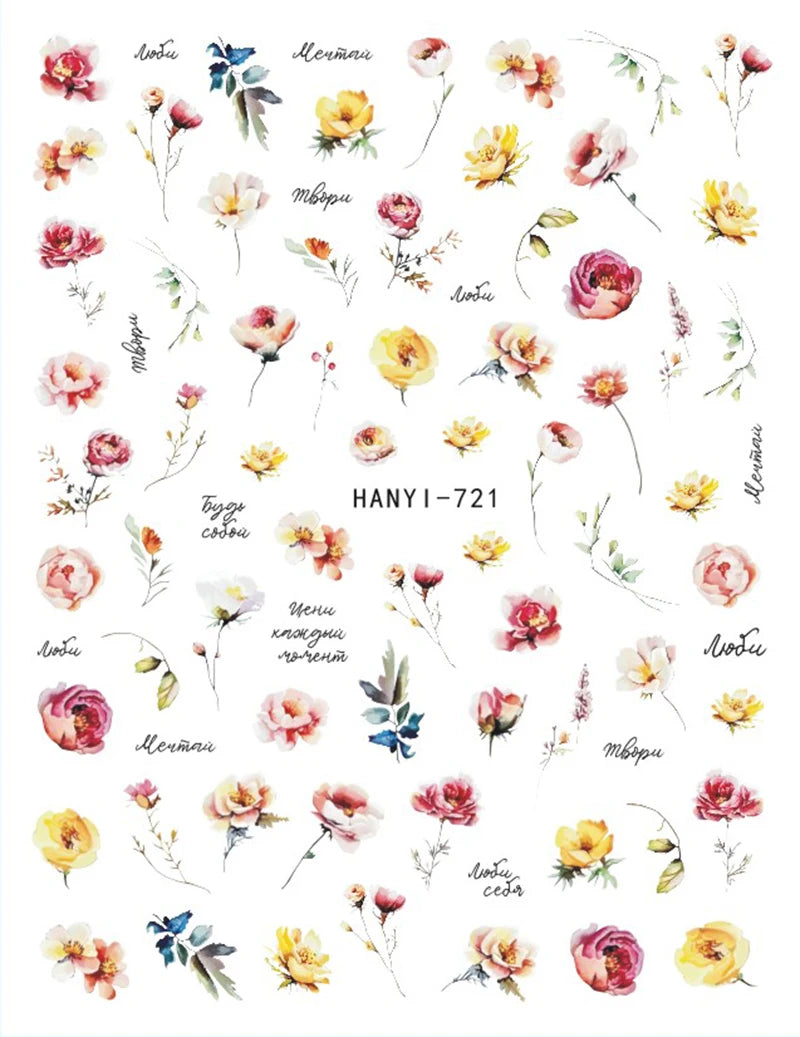 3d Nail Art Stickers Purple Lavenders Bunch Flowers Girls Rabbits Butterflys Decals For Nails Tips Decorations Manicures