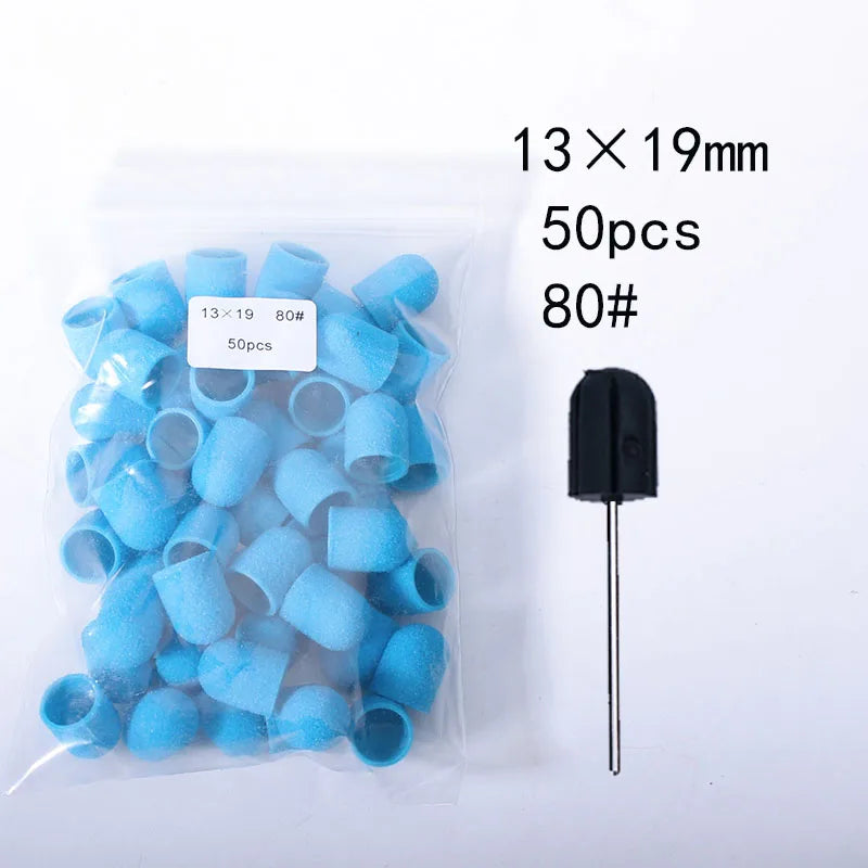 50er Set Schleifkappen für Nagelpflege mit Gummi-Träger – Pediküre & Hornhautentfernung