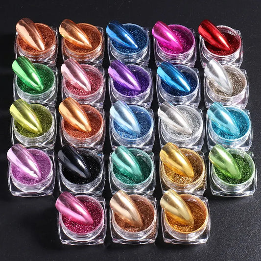 23 Farben Chrom-Pigment Set – Metallic Mirror Powder für Nailart & Deko