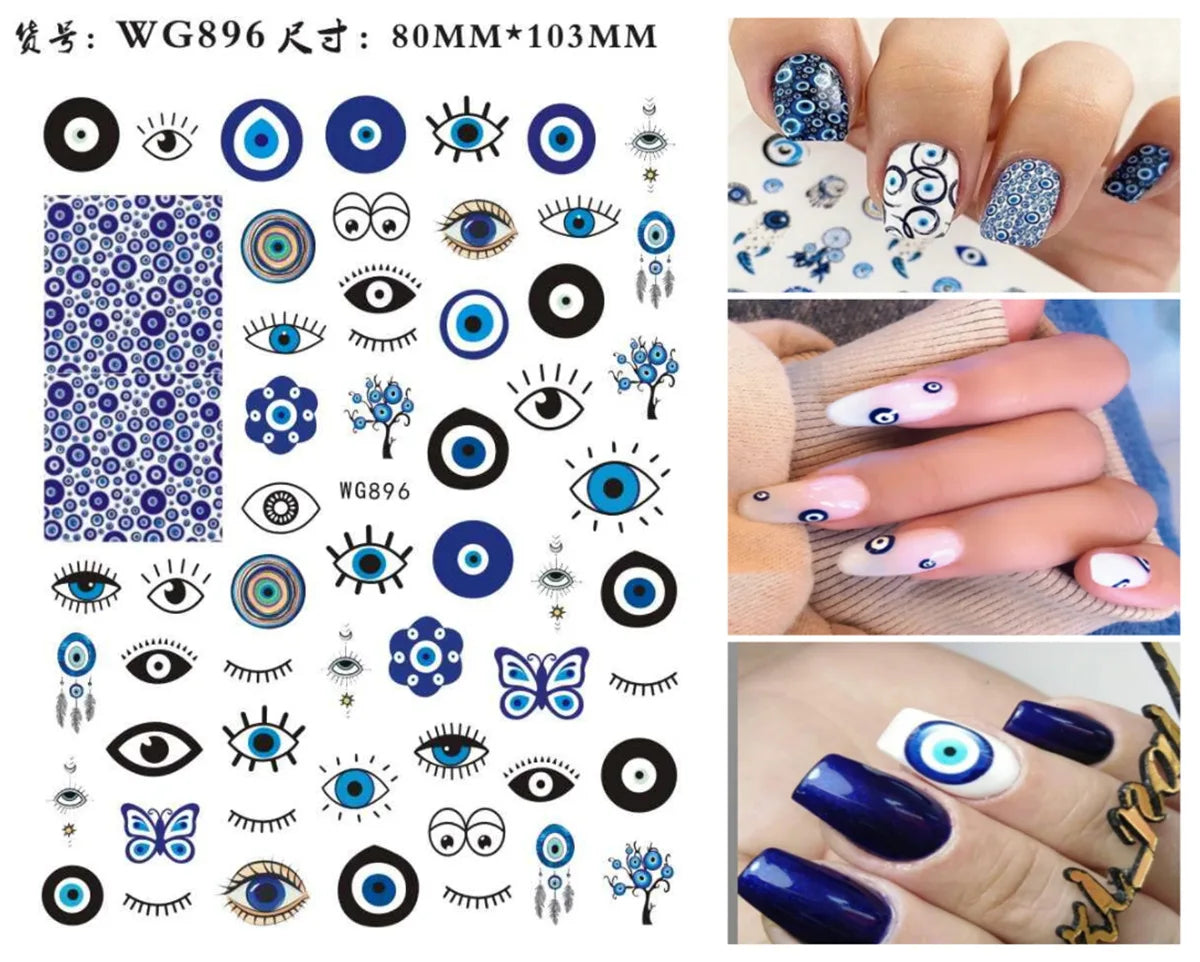 Fatima's Eye & Hamsa Hand Nail Stickers – Spiritual Nail Art Aufkleber