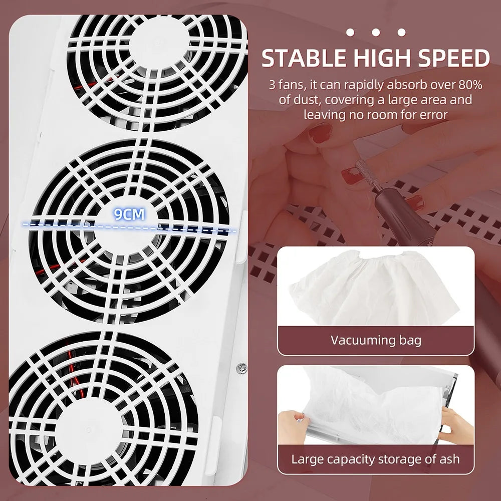 Nagelstaubabsaugung – 40 W Profi-Absauger mit 3 Lüftern für 2 Hände
