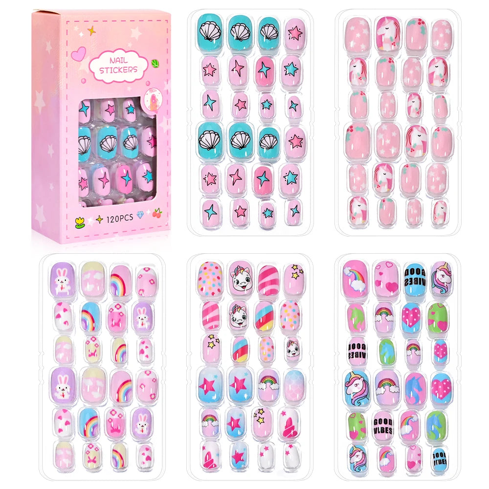 Sanrio Kinder Press-On Nägel – 12 Stück, Hello Kitty, Kuromi, Cartoon Design