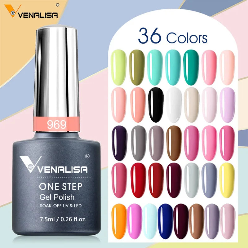 Venalisa 3-in-1 Gel Polish – 7,5ml One Step UV/LED Gel, Ohne Base & Top