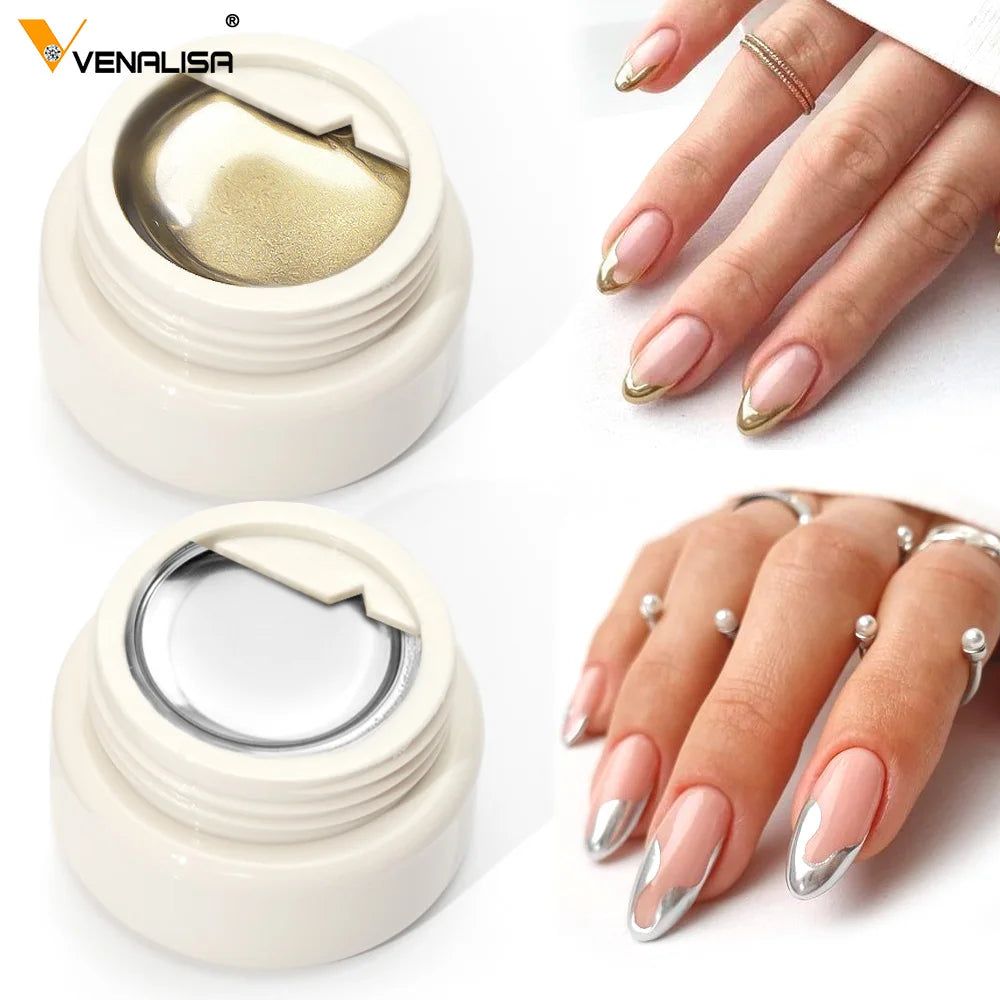Venalisa 5ml Metallic Mirror Gel – Silber & Gold – UV-Gel für Spiegeleffekt & Modellage