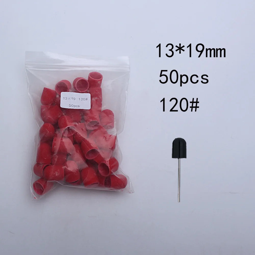 50er Set Schleifkappen für Nagelpflege mit Gummi-Träger – Pediküre & Hornhautentfernung