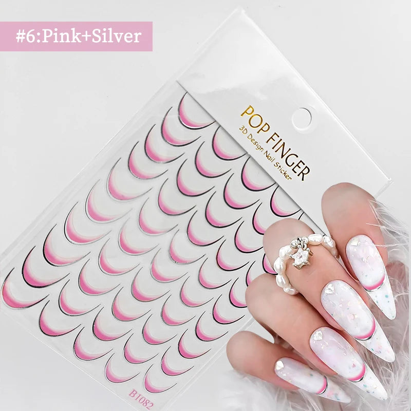 3D Schleifen Nagelsticker – Elegante Gold- & Farbbögen für French & Sommerdesigns