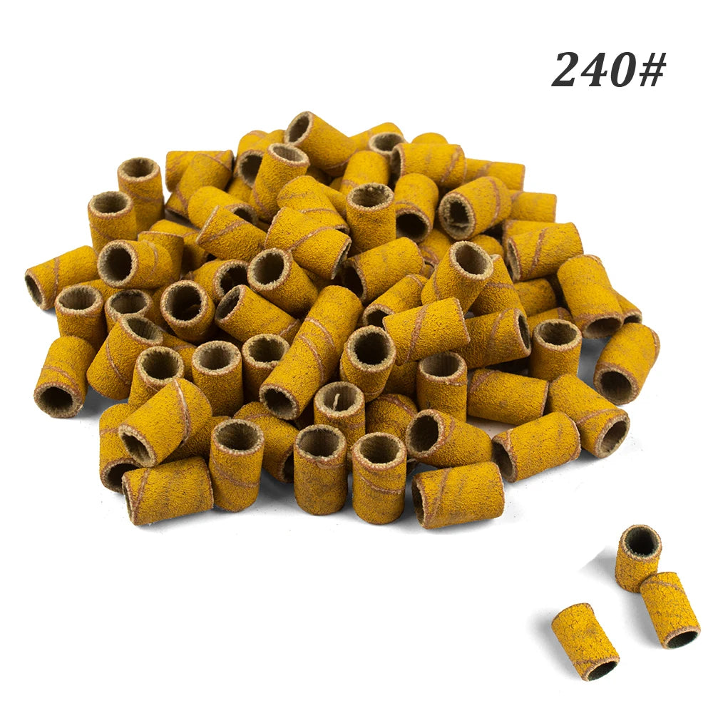 500 Stück Schleifhülsen Set – 80/120/180/240 Grit für Maniküre, Nagelfräser & Gelentfernung