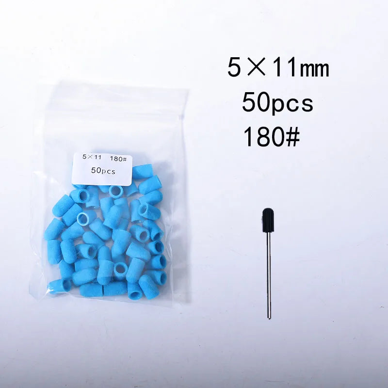 50er Set Schleifkappen für Nagelpflege mit Gummi-Träger – Pediküre & Hornhautentfernung