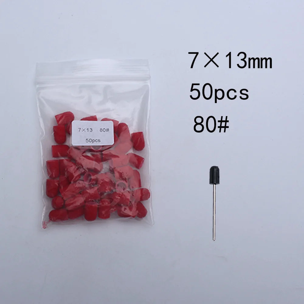 50er Set Schleifkappen für Nagelpflege mit Gummi-Träger – Pediküre & Hornhautentfernung